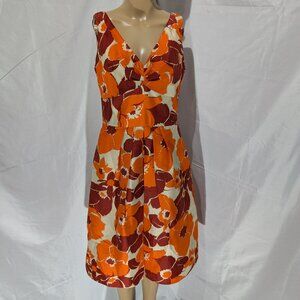Banana Republic Women's 4 Silk Dress Midi Dress Baby Doll Orange Maroon